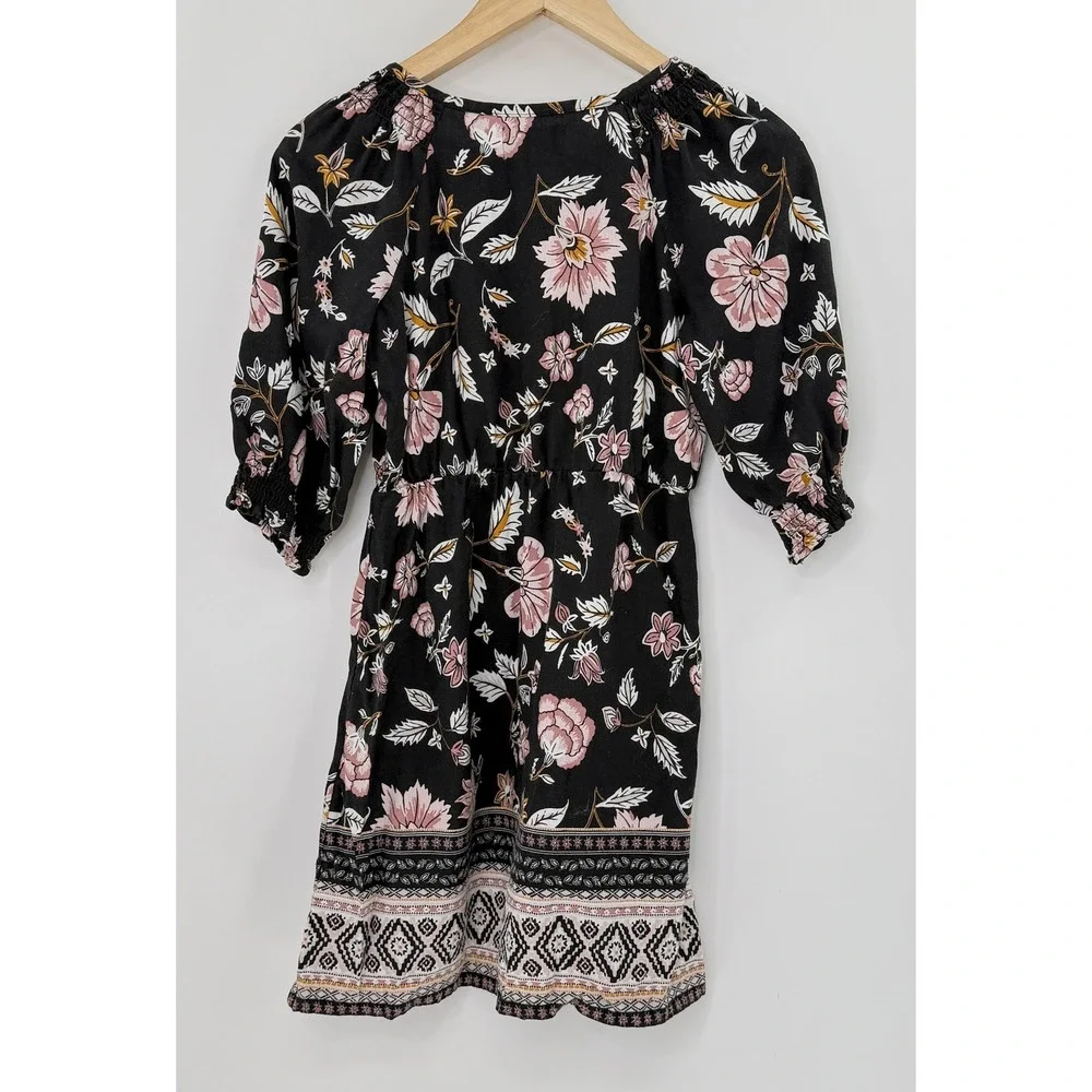 Old Navy Girls Floral‎ Print Dress Black Pink Bohemian Size L (10-12)